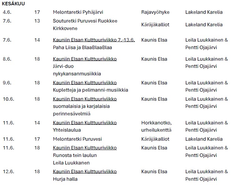 Kuvassa on Kesälahden pitäjän tapahtumia kesällä 2026
